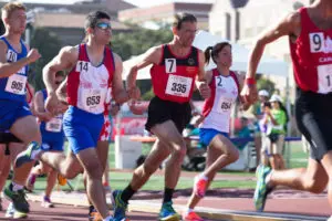 Special Olympics World Games Los Angeles 2015  Nach dem Start sichert sich Christian Weißenberger eine gute Position im Läuferfeld. Foto: SOD/Luca Siermann