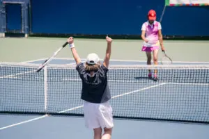 Special Olympics World Games Los Angeles 2015  Susanne Steffen gewinnt ihr Klassifizierungsspiel gegen Maria Pineda aus Venezuela. Foto: SOD/Jörg Brüggemann (OSTKREUZ)